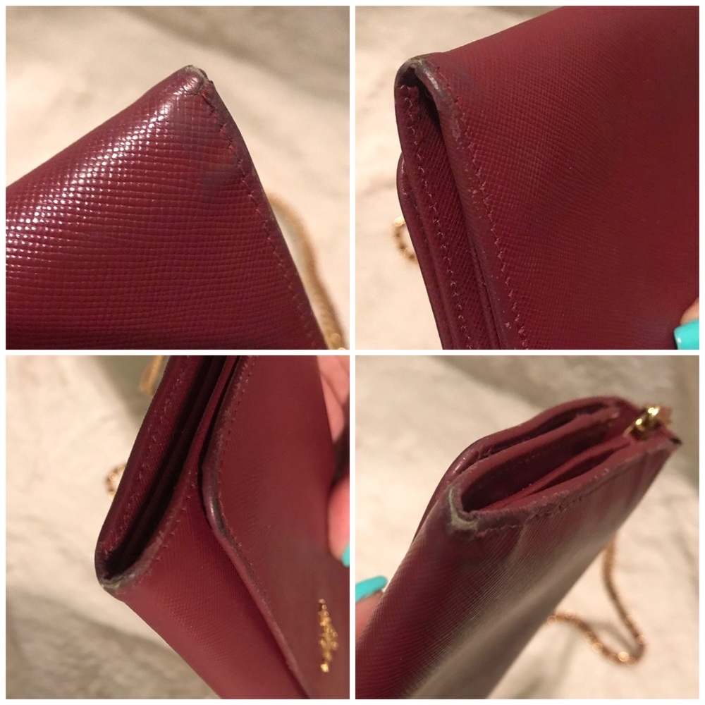 👑✅PRICE FIRM✅ AUTHENTIC Burgundy Prada Wallet. (NO strap chain included) - Picture 12 of 17